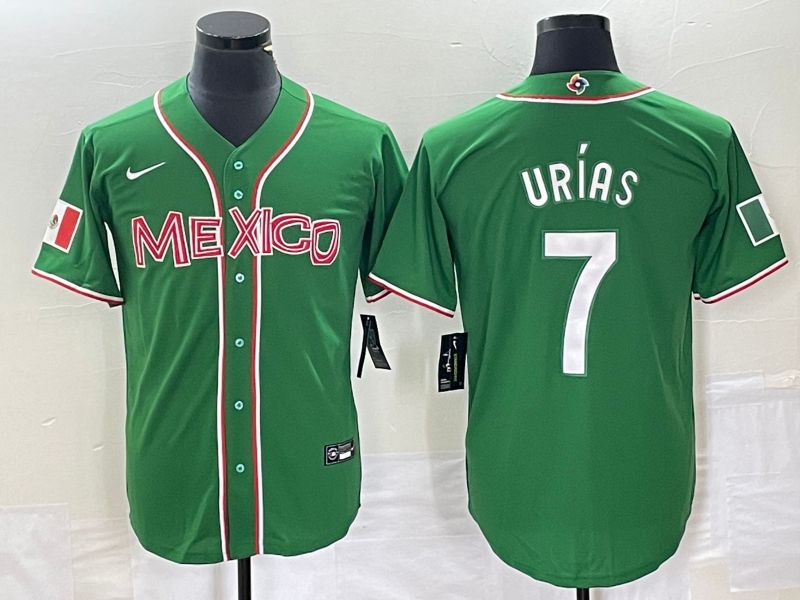 Men 2023 World Cub Mexico #7 Urias Green white Nike MLB Jersey3